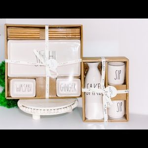 Rae Dunn SAKE & SUSHI sets white